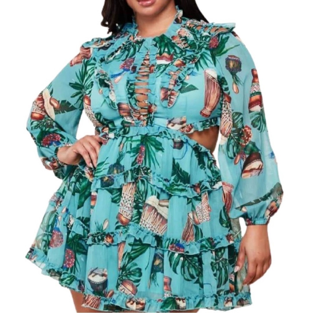 Teal Tropical dress